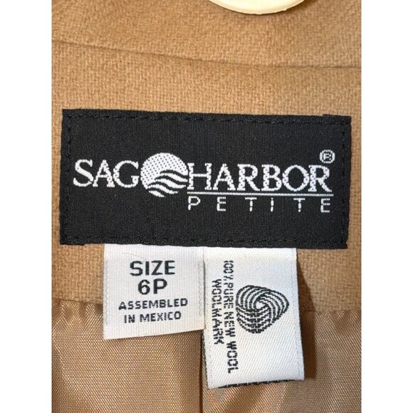Vtg Sag Harbor Camel Blazer 100% Wool Single Button Lined Jacket Sz 6P NWT - Picture 4 of 6